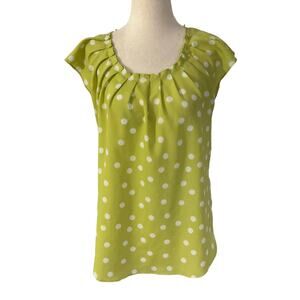 LC Lauren Conrad Green Polka Dot Back Tie Bow Shirt Women Top Size Small | 57-49